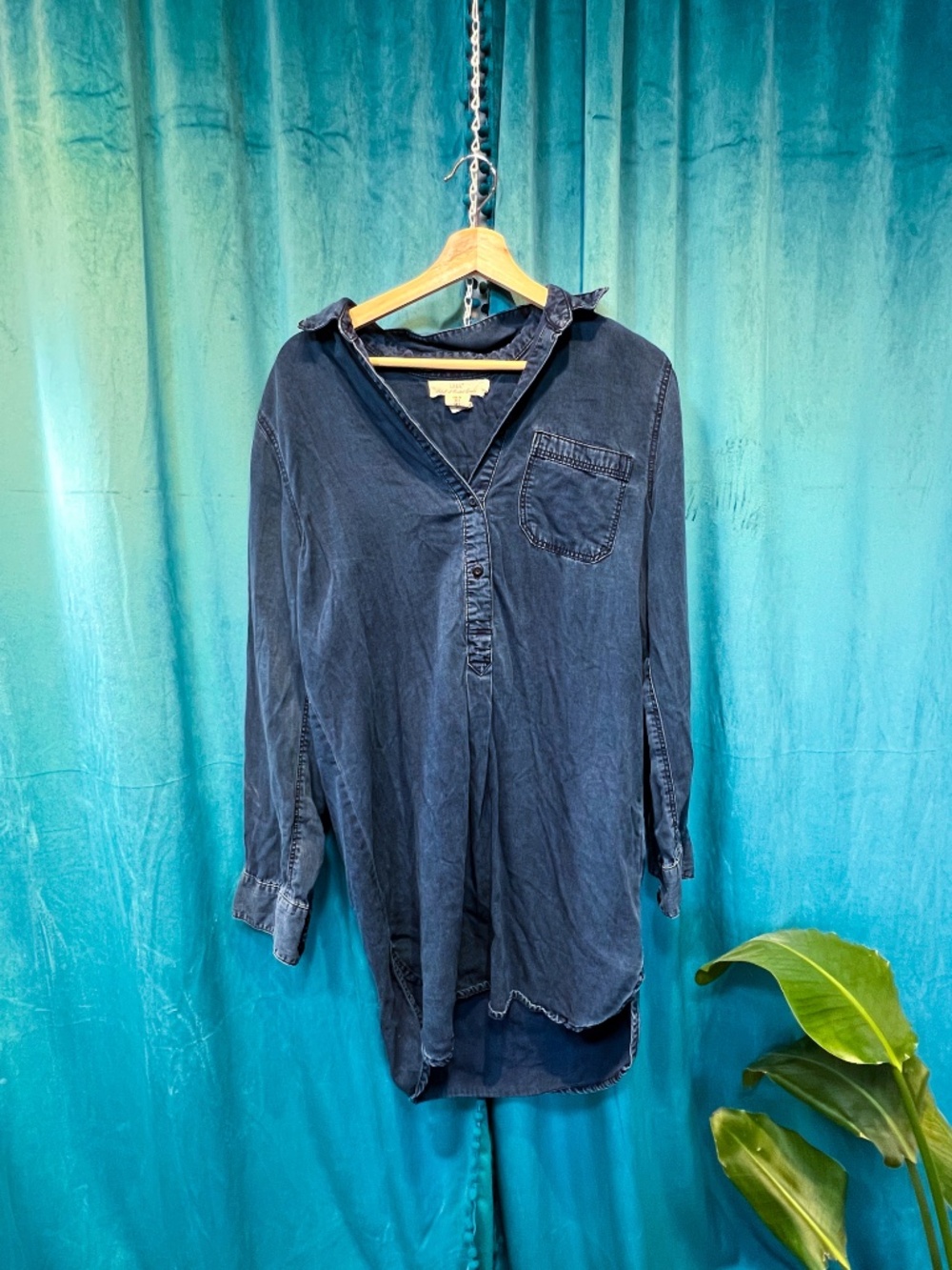 Anthropologie Women's Denim Button Up Tunic